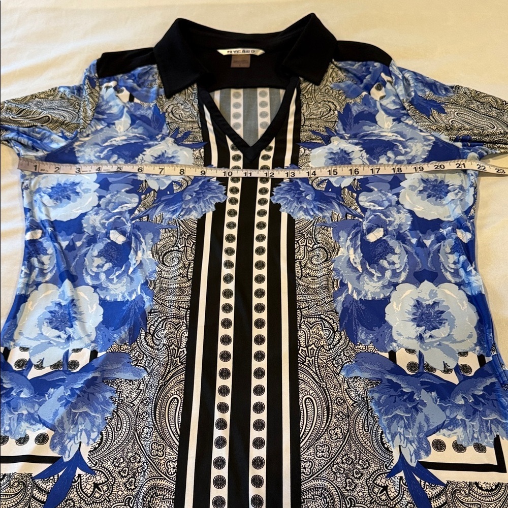 Nygard Tunic Women’s Blue Floral Long Sleeve Top Blouse Size L - Picture 6 of 10